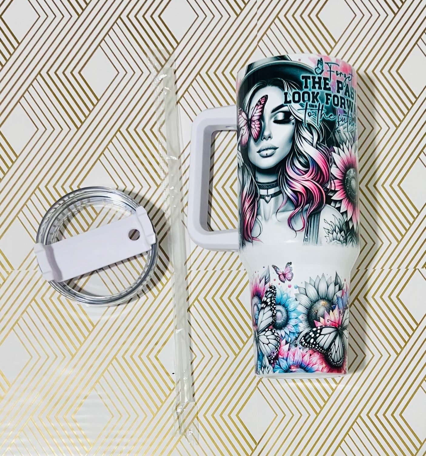 Forget the Past 40 oz Insulated Tumbler with handle
