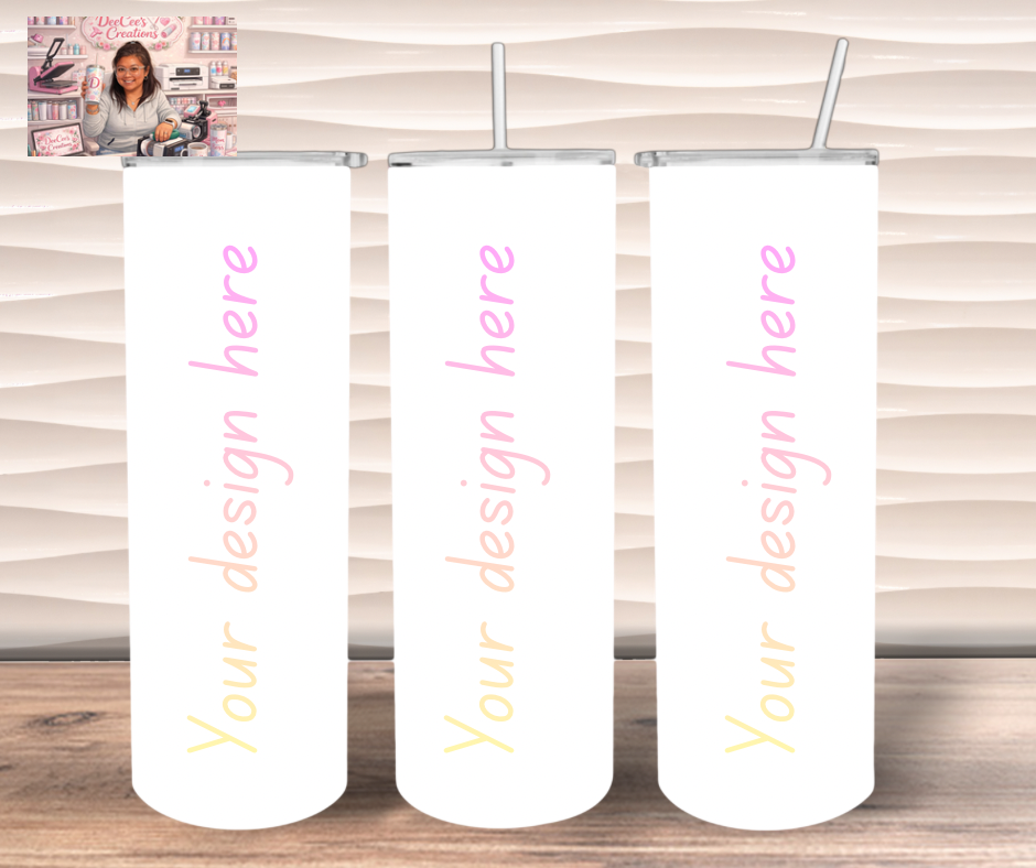 20 oz Sublimation Blank Tumbler with plastic straw
